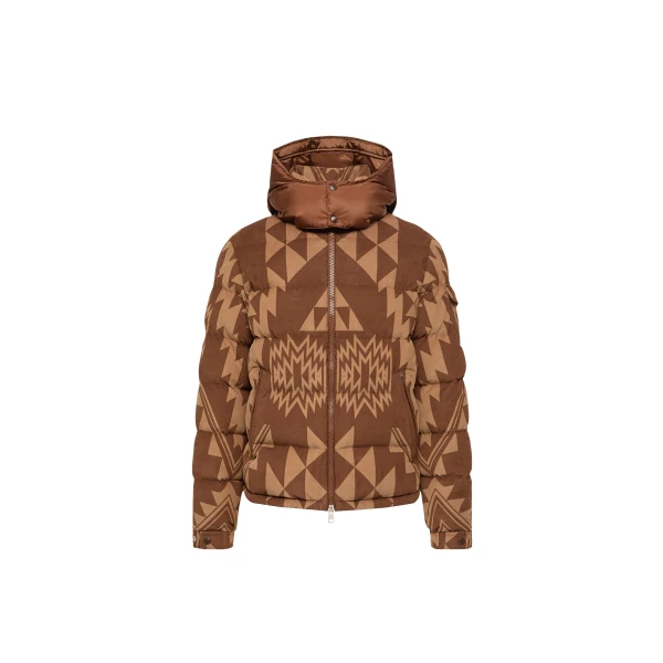 Moncler Boislune Hooded Corduroy Short Down Jacket in Brown | Men's Jackets | Coveti