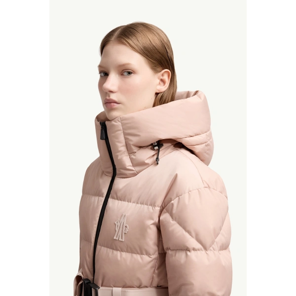 Moncler Bouquetin Hooded Insulated Ski Jacket in Pink, view 3 | Women's Ski Jackets | Coveti