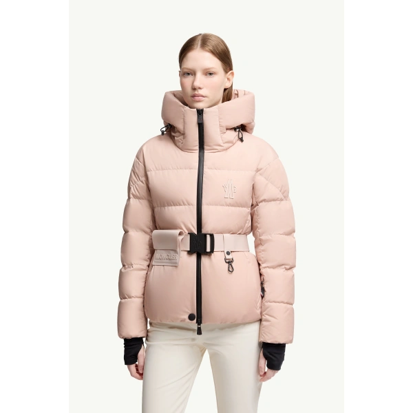 Moncler Bouquetin Hooded Insulated Ski Jacket in Pink, view 4 | Women's Ski Jackets | Coveti