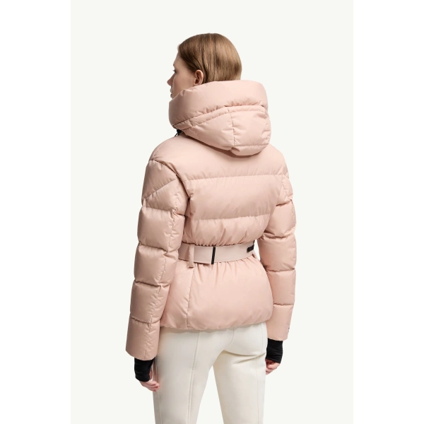 Moncler Bouquetin Hooded Insulated Ski Jacket in Pink, view 5 | Women's Ski Jackets | Coveti