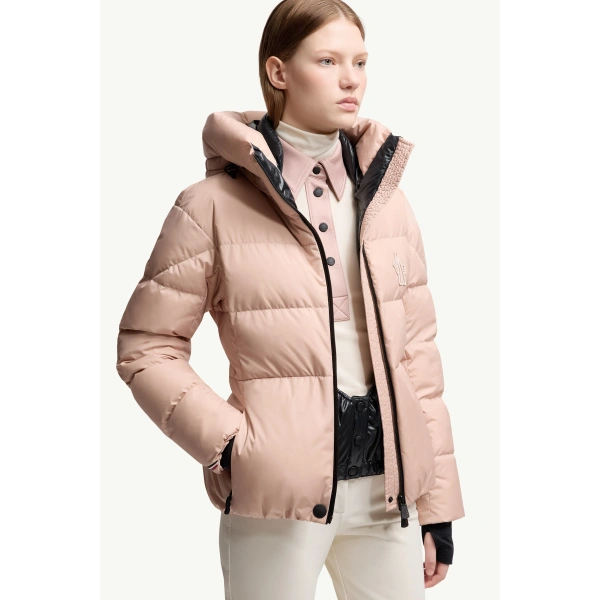 Moncler Bouquetin Hooded Insulated Ski Jacket in Pink, view 6 | Women's Ski Jackets | Coveti