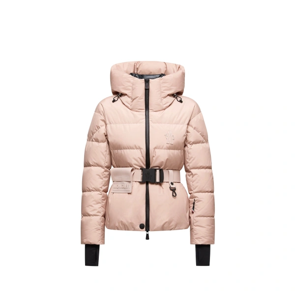 Moncler Bouquetin Hooded Insulated Ski Jacket in Pink | Women's Ski Jackets | Coveti