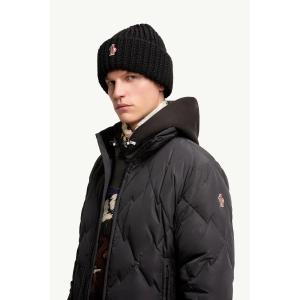 Moncler Bramans Diamond Quilted Short Down Jacket in Black, view 3 | Men's Jackets | Coveti