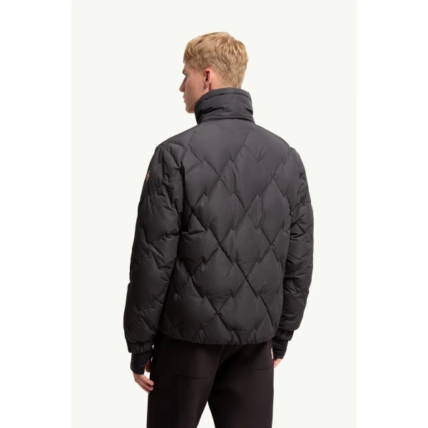 Moncler Bramans Diamond Quilted Short Down Jacket in Black, view 5 | Men's Jackets | Coveti