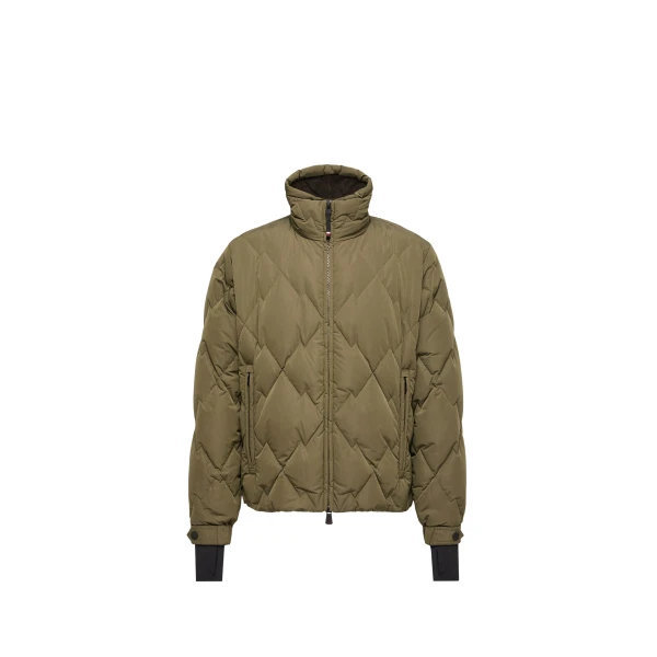 Moncler Bramans Diamond Quilted Short Down Jacket in Olive Green | Men's Jackets | Coveti