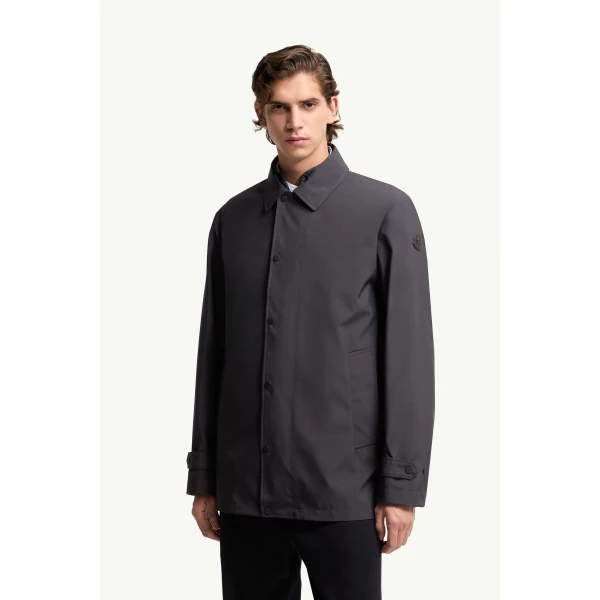 Moncler Brecon Mid-Length 3-in-1 Down Shirt Jacket in Dark Blue, view 4 | Men's Coats | Coveti