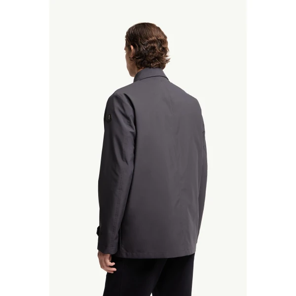 Moncler Brecon Mid-Length 3-in-1 Down Shirt Jacket in Dark Blue, view 5 | Men's Coats | Coveti