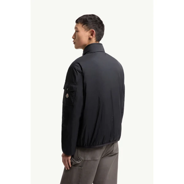 Moncler Breezes Short Padded Jacket in Navy Blue, view 5 | Men's Jackets | Coveti