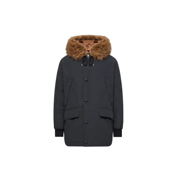 Brevanth Hooded Down Parka Jacket in Dark Blue
