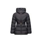 Moncler Brosse Diagonal-Quilted Hooded Short Down Jacket in Black | Women's Puffer Jackets | Coveti