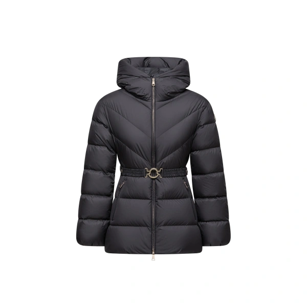 Moncler Brosse Diagonal-Quilted Hooded Short Down Jacket in Black | Women's Puffer Jackets | Coveti