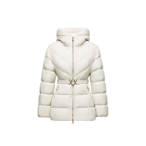 Brosse Diagonal-Quilted Hooded Short Down Jacket in White
