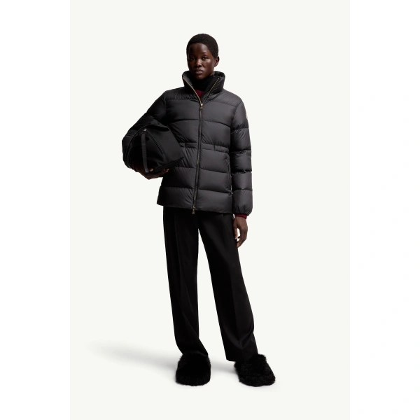 Moncler Brossette Short Down Jacket in Black, view 2 | Women's Puffer Jackets | Coveti
