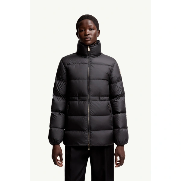Moncler Brossette Short Down Jacket in Black, view 4 | Women's Puffer Jackets | Coveti