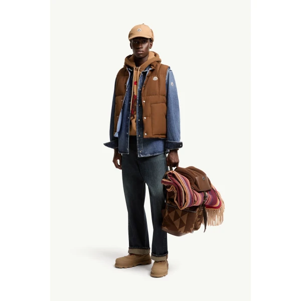 Moncler Brumelune Down Gilet in Brown, view 2 | Men's Jackets | Coveti