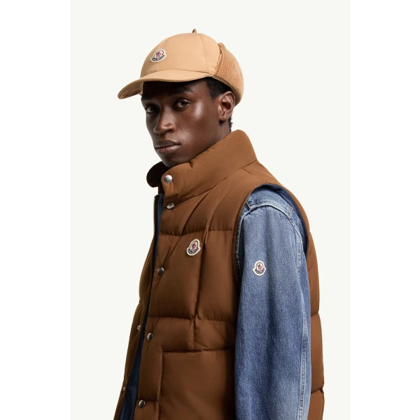 Moncler Brumelune Down Gilet in Brown, view 3 | Men's Jackets | Coveti