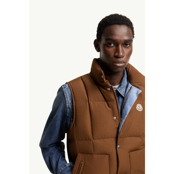 Moncler Brumelune Down Gilet in Brown, view 6 | Men's Jackets | Coveti