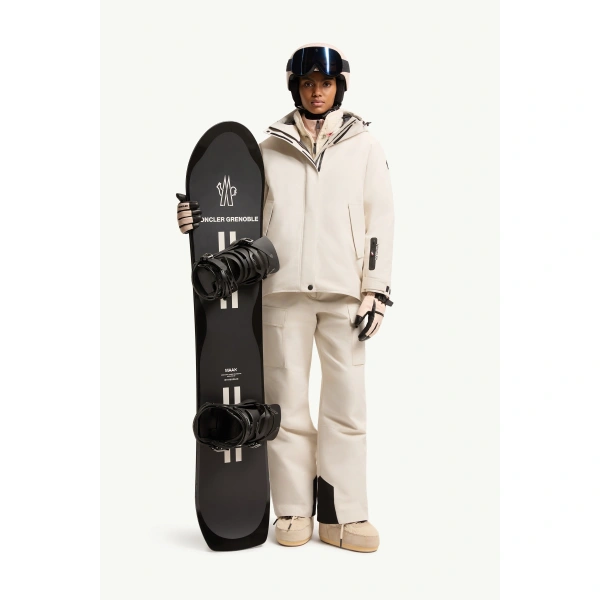 Moncler Bwindis Hooded GORE-TEX Laminate Insulated Ski Jacket in White Ivory, view 2 | Women's Ski Jackets | Coveti