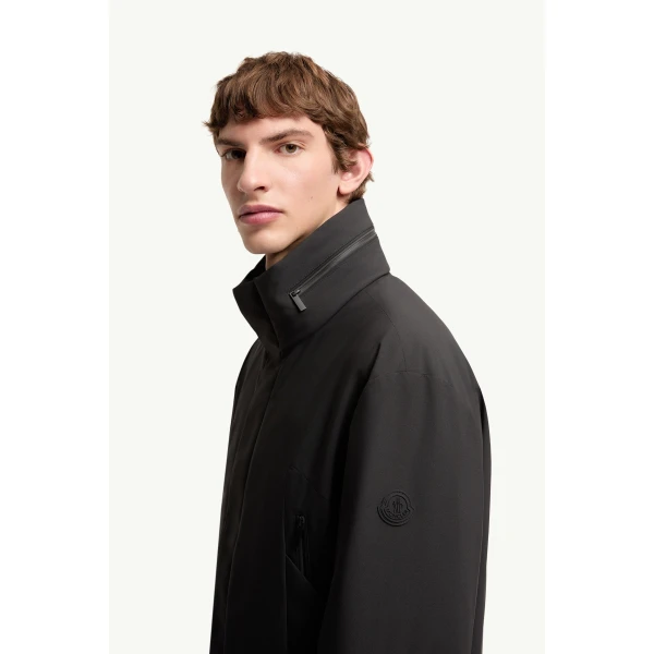 Moncler Caelros Hooded Short Down Jacket in Black, view 3 | Men's Jackets | Coveti