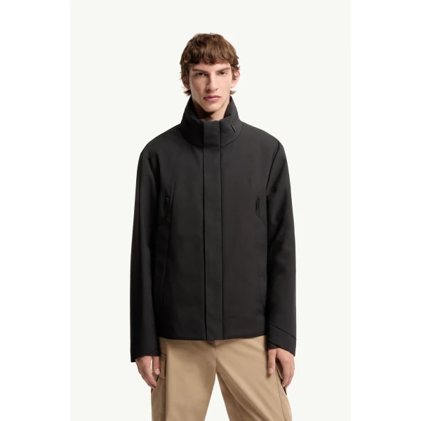 Moncler Caelros Hooded Short Down Jacket in Black, view 4 | Men's Jackets | Coveti