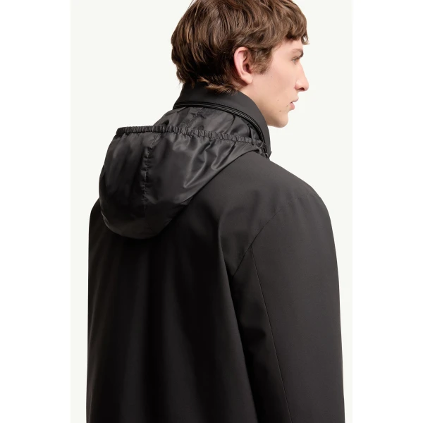 Moncler Caelros Hooded Short Down Jacket in Black, view 6 | Men's Jackets | Coveti