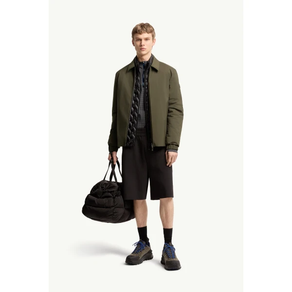 Moncler Caramantran Down Shirt Jacket in Olive Green, view 2 | Men's Jackets | Coveti