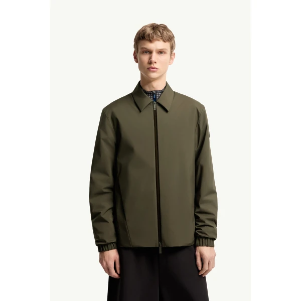 Moncler Caramantran Down Shirt Jacket in Olive Green, view 4 | Men's Jackets | Coveti