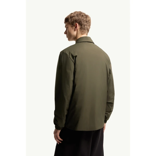 Moncler Caramantran Down Shirt Jacket in Olive Green, view 5 | Men's Jackets | Coveti