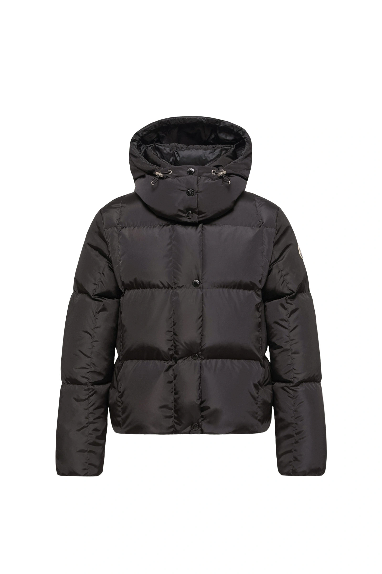 Moncler Castelnew Hooded Short Down Jacket in Black Moncler Castelnew Hooded Short Down Jacket in Black | Women's Puffer Jackets | Coveti