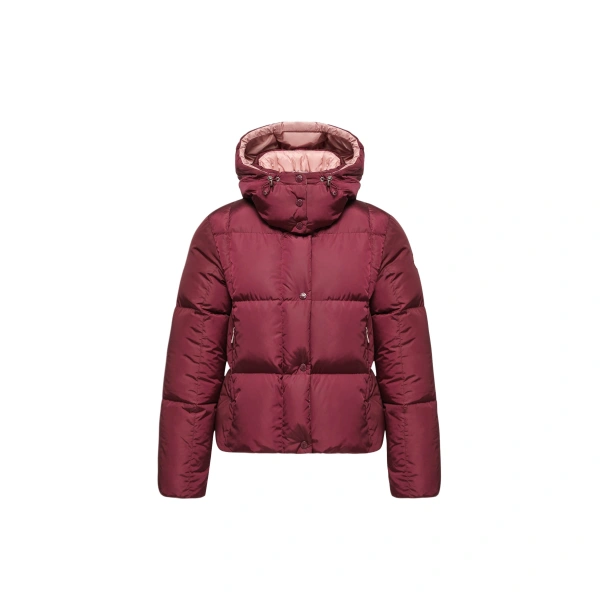 Castelnew Hooded Short Down Jacket in Burgundy