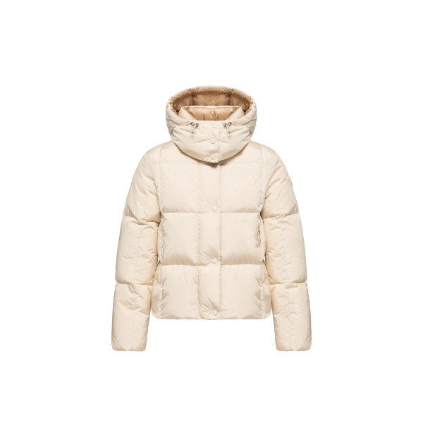 Castelnew Hooded Short Down Jacket in White Ivory