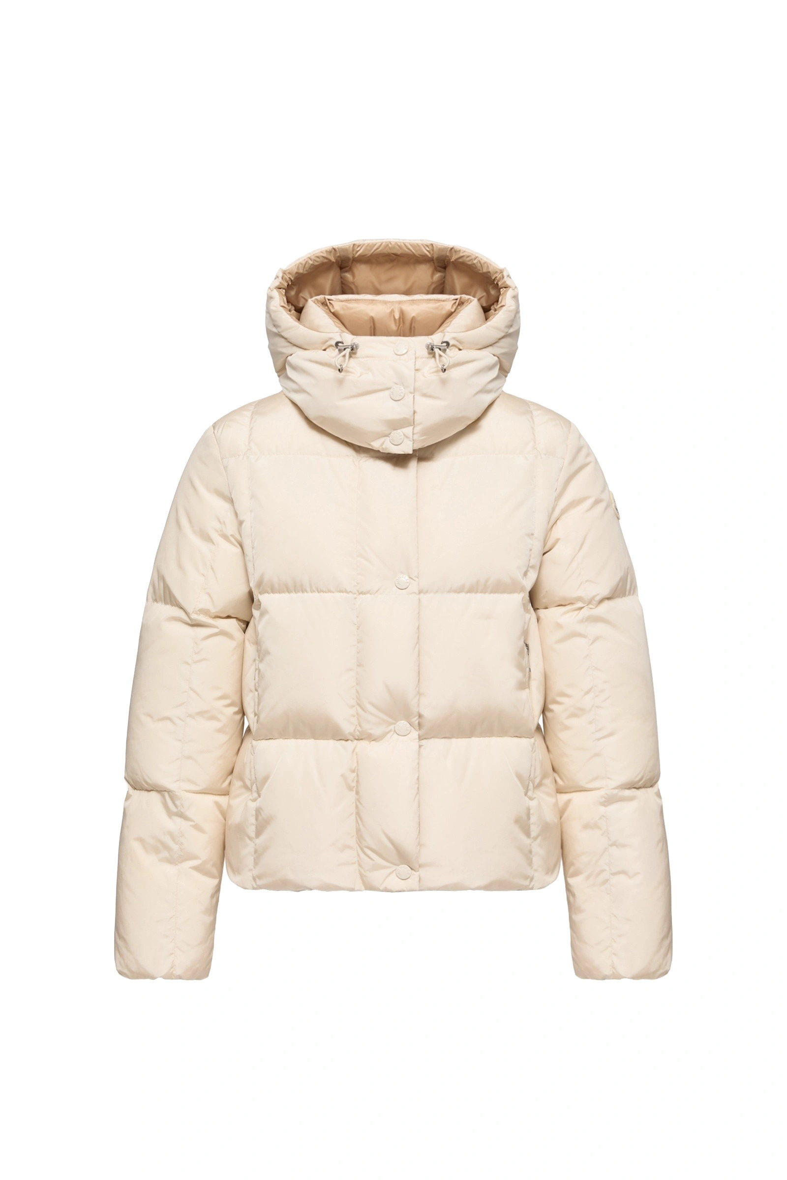Moncler Castelnew Hooded Short Down Jacket in White Ivory Moncler Castelnew Hooded Short Down Jacket in White Ivory | Women's Puffer Jackets | Coveti