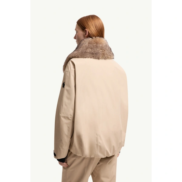 Moncler Caurel GORE-TEX Shearling-Trimmed Insulated Ski Jacket in Beige, view 5 | Women's Ski Jackets | Coveti