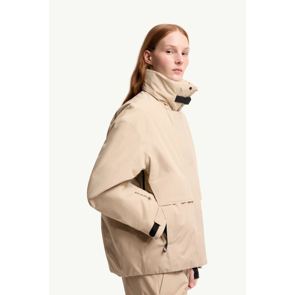 Moncler Caurel GORE-TEX Shearling-Trimmed Insulated Ski Jacket in Beige, view 6 | Women's Ski Jackets | Coveti