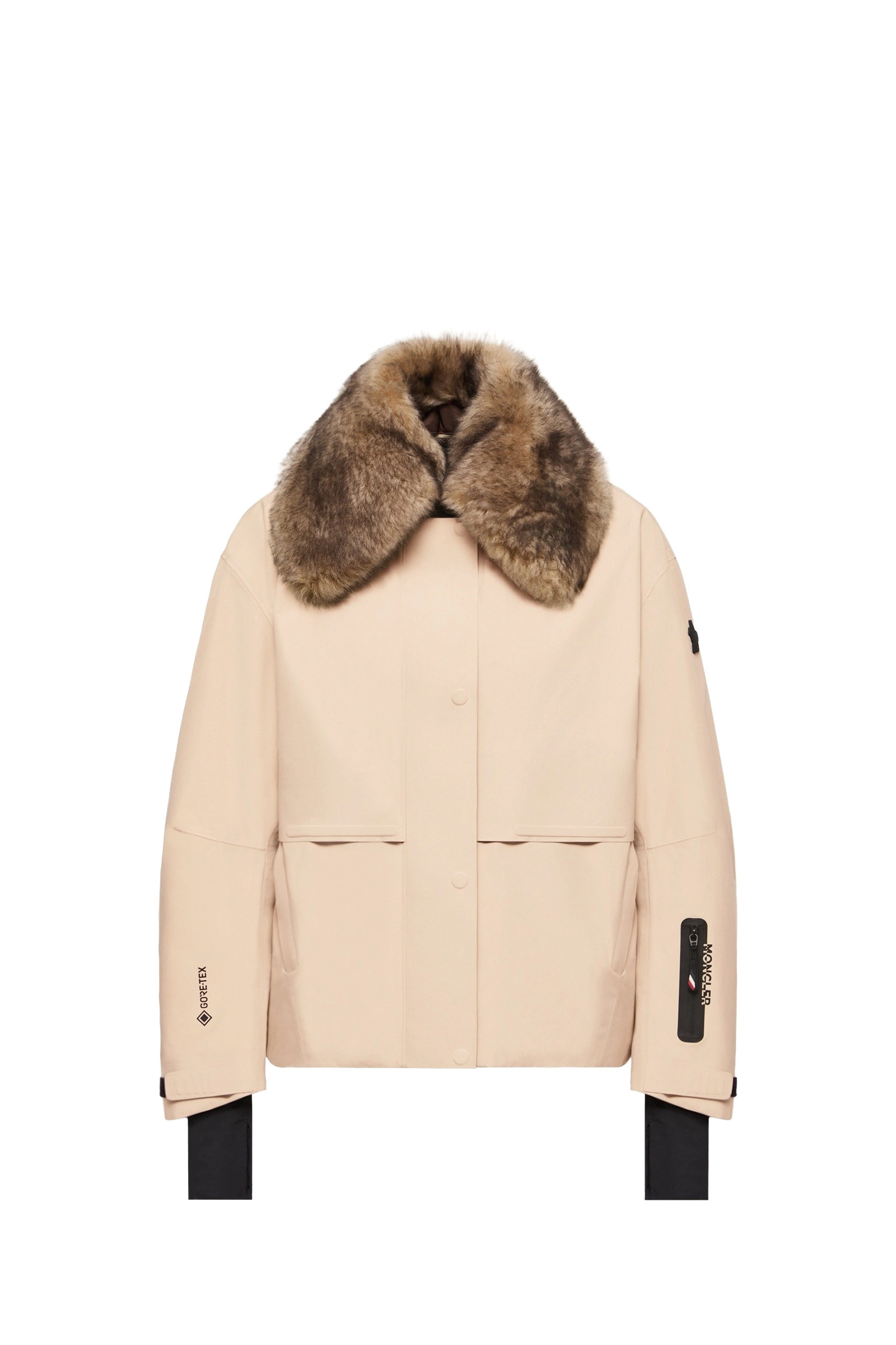 Moncler Caurel GORE-TEX Shearling-Trimmed Insulated Ski Jacket in Beige Moncler Caurel GORE-TEX Shearling-Trimmed Insulated Ski Jacket in Beige | Women's Ski Jackets | Coveti