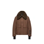 Moncler Caurel GORE-TEX Shearling-Trimmed Insulated Ski Jacket in Brown | Women's Ski Jackets | Coveti