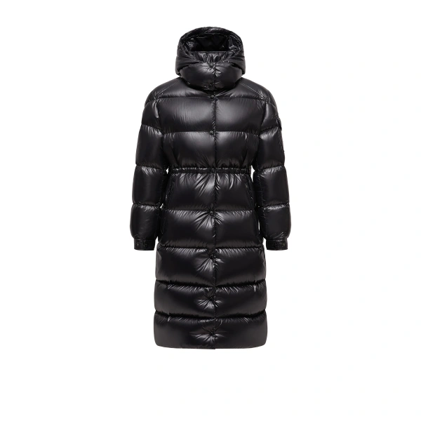 Moncler Cavettaz Hooded Long Down Jacket in Black | Women's Puffer and Down Coats | Coveti