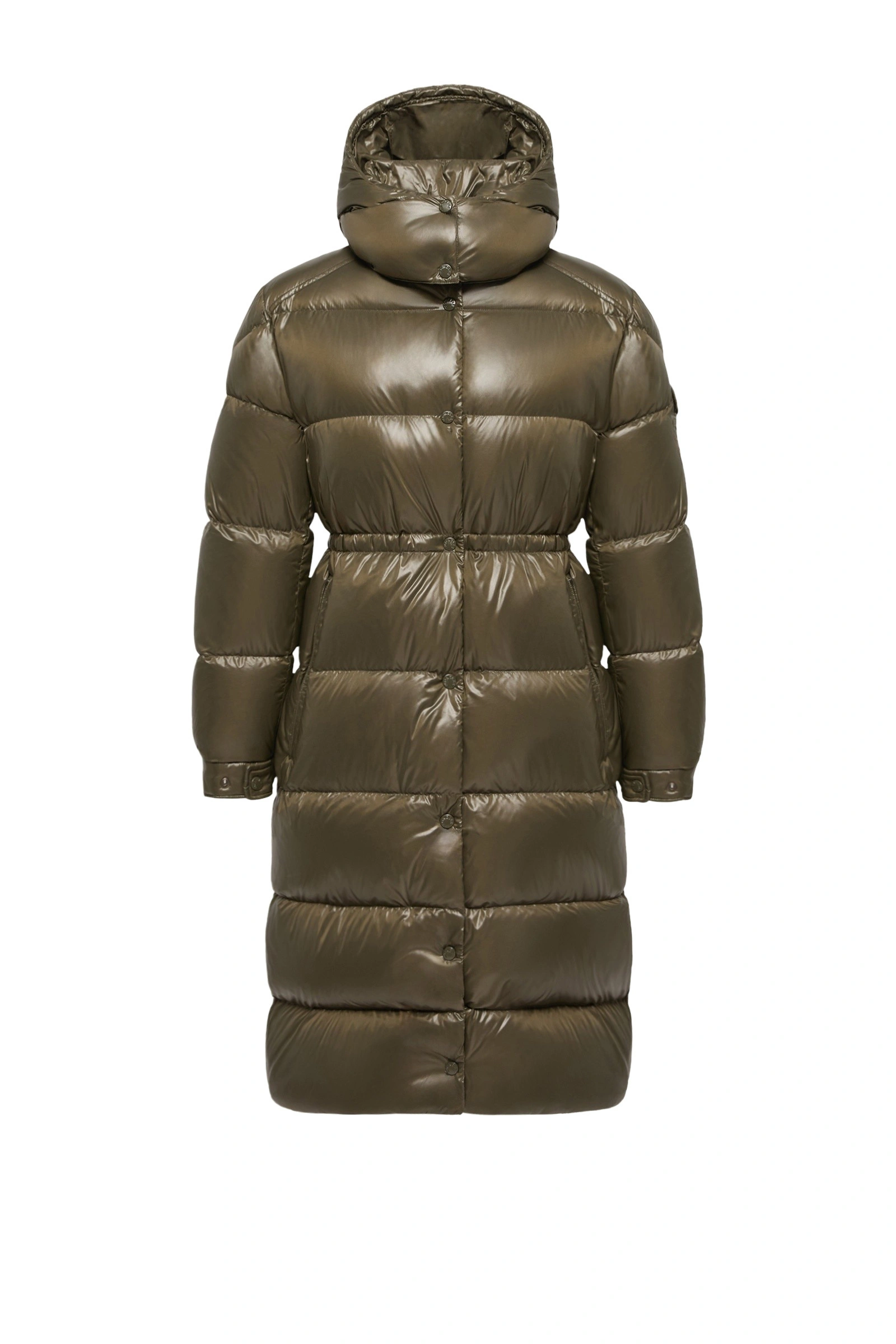 Moncler Cavettaz Hooded Long Down Jacket in Dark Green Moncler Cavettaz Hooded Long Down Jacket in Dark Green | Women's Puffer and Down Coats | Coveti