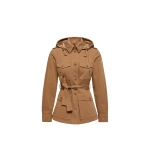 Moncler Centaurea Hooded Gabardine Field Jacket in Camel Beige | Women's Jackets | Coveti