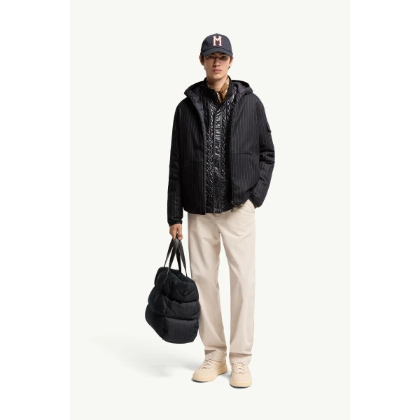 Moncler Ceze Reversible Hooded Short Jacket in Dark Blue, view 2 | Men's Jackets | Coveti
