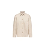Moncler Chain Quilted Padded Shirt Jacket in Light Beige | Women's Puffer Jackets | Coveti