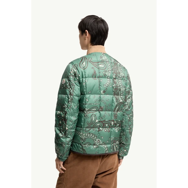 Moncler Chalvron Reversible Down Bomber Jacket in Green & Brown, view 5 | Men's Jackets | Coveti