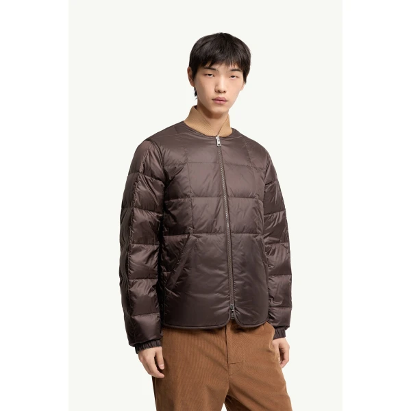 Moncler Chalvron Reversible Down Bomber Jacket in Green & Brown, view 6 | Men's Jackets | Coveti