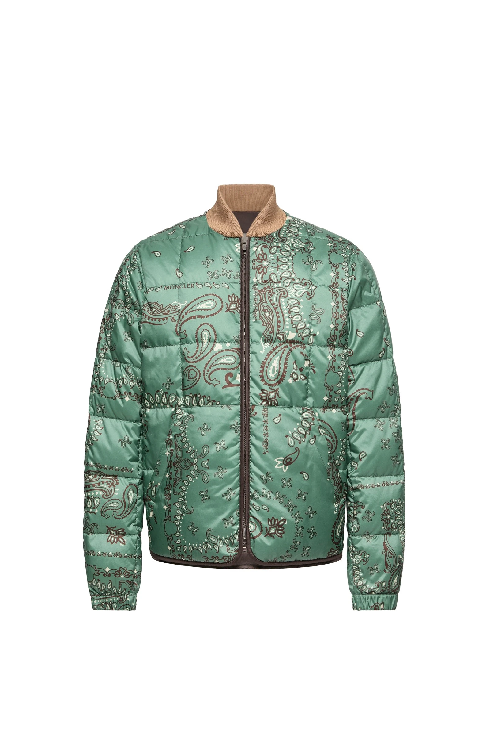 Moncler Chalvron Reversible Down Bomber Jacket in Green & Brown Moncler Chalvron Reversible Down Bomber Jacket in Green & Brown | Men's Jackets | Coveti
