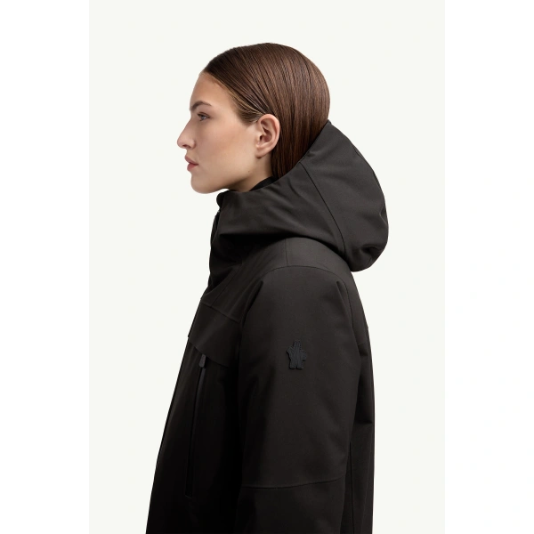 Moncler Chanavey Hooded Ski Jacket in Black, view 3 | Women's Ski Jackets | Coveti
