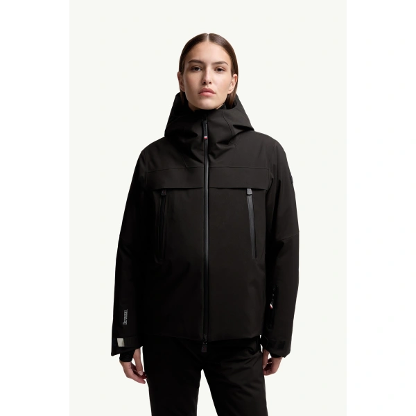 Moncler Chanavey Hooded Ski Jacket in Black, view 4 | Women's Ski Jackets | Coveti