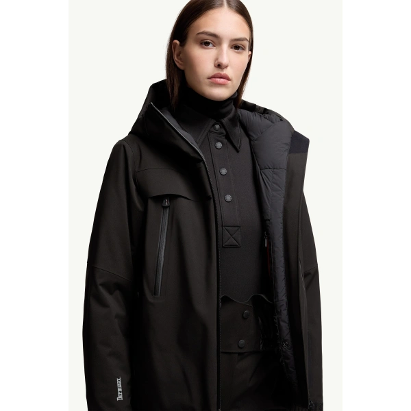 Moncler Chanavey Hooded Ski Jacket in Black, view 6 | Women's Ski Jackets | Coveti