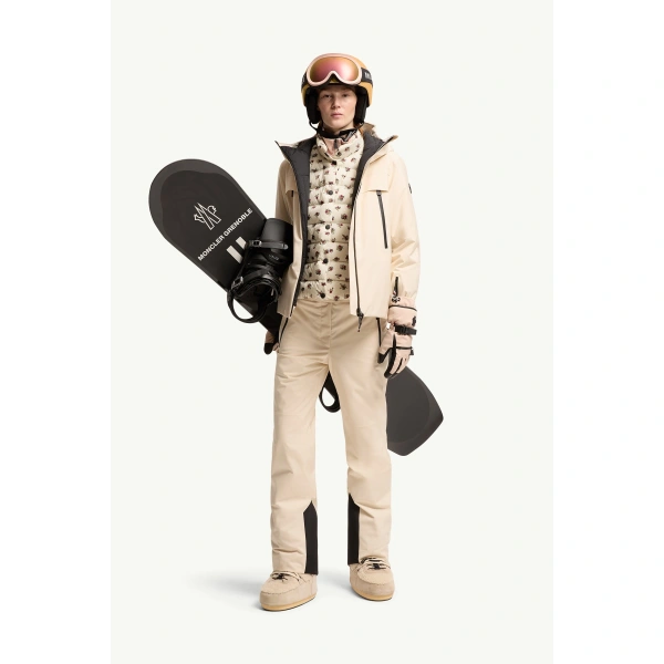 Moncler Chanavey Hooded Ski Jacket in White Ivory, view 2 | Women's Ski Jackets | Coveti