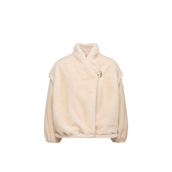 Chardonneret 2-in-1 Reversible Teddy Down Jacket in White Ivory