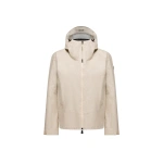 Moncler Chartres Linen Blend Hooded Jacket in Gray Beige Moncler Chartres Linen Blend Hooded Jacket in Gray Beige | Women's Jackets | Coveti